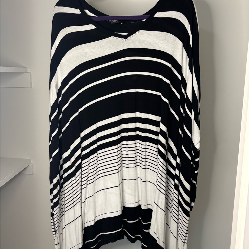 Lane Bryant Black and White Striped Tunic